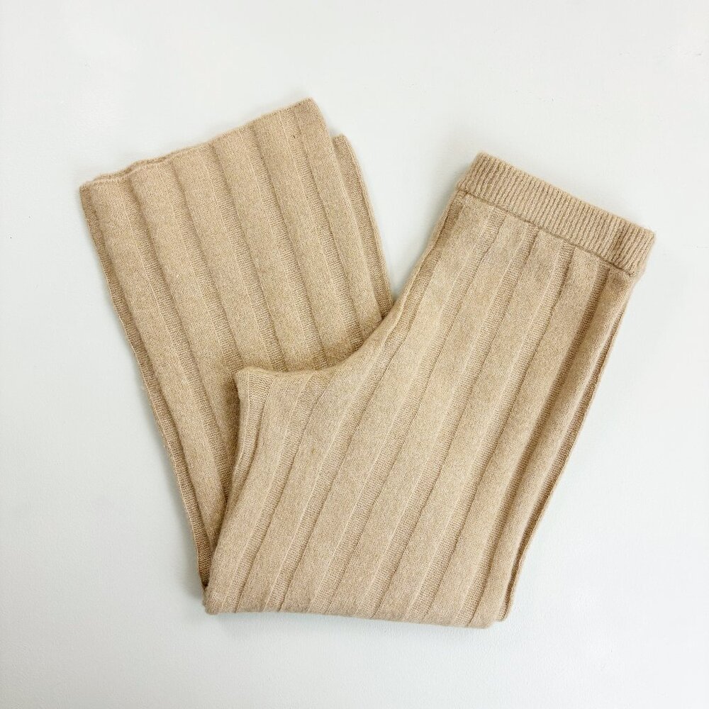 H&M Cozy Ribbed Casual Lounge Pant Large Wool Blend Soft Girl Weekend Rosy Taupe